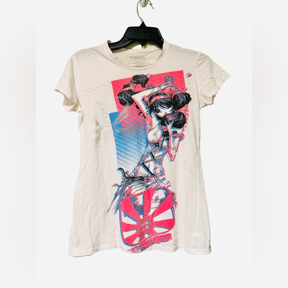 Tokyopop 3D Manga Anime Girl Graphic Print Fitted T-Shirt